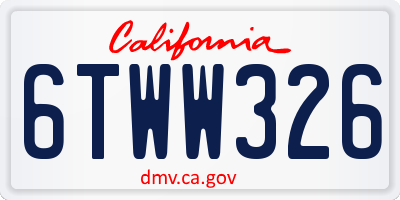 CA license plate 6TWW326