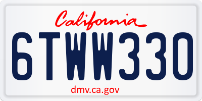 CA license plate 6TWW330