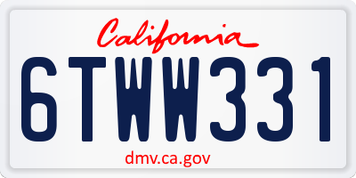 CA license plate 6TWW331