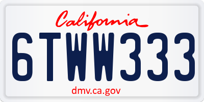 CA license plate 6TWW333