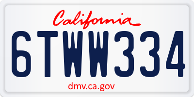 CA license plate 6TWW334