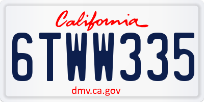 CA license plate 6TWW335