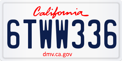 CA license plate 6TWW336