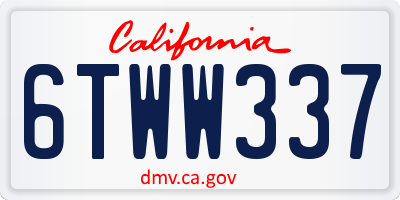 CA license plate 6TWW337