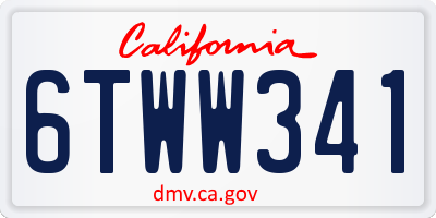 CA license plate 6TWW341
