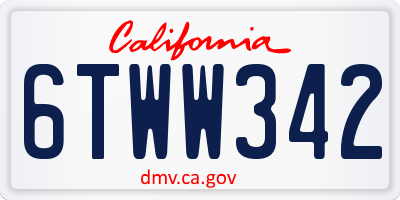 CA license plate 6TWW342
