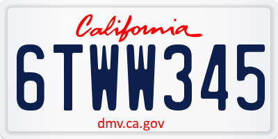 CA license plate 6TWW345