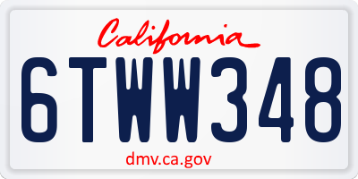 CA license plate 6TWW348