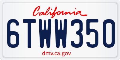 CA license plate 6TWW350