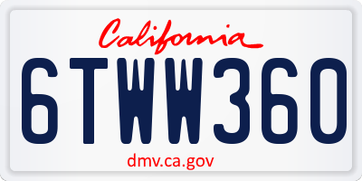 CA license plate 6TWW360