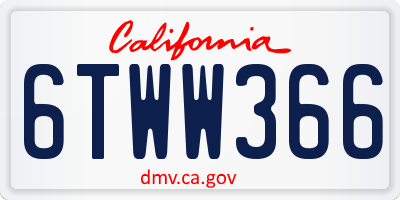 CA license plate 6TWW366