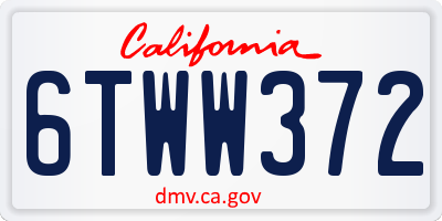 CA license plate 6TWW372