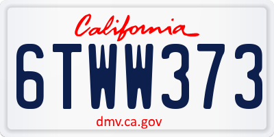 CA license plate 6TWW373