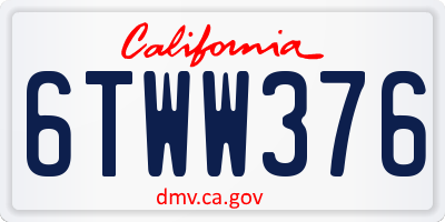 CA license plate 6TWW376