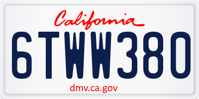 CA license plate 6TWW380
