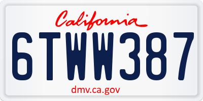CA license plate 6TWW387