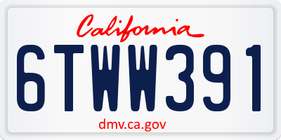 CA license plate 6TWW391