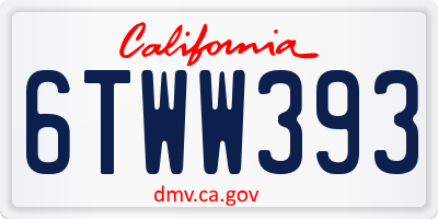 CA license plate 6TWW393