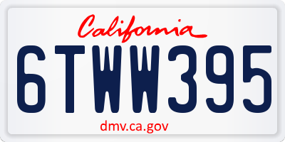 CA license plate 6TWW395