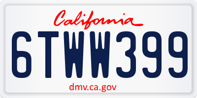 CA license plate 6TWW399