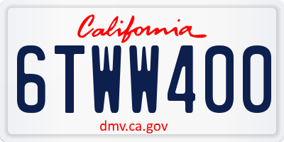CA license plate 6TWW400