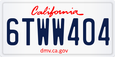 CA license plate 6TWW404