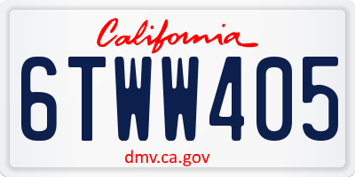 CA license plate 6TWW405