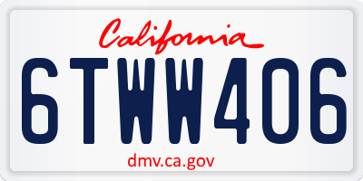 CA license plate 6TWW406