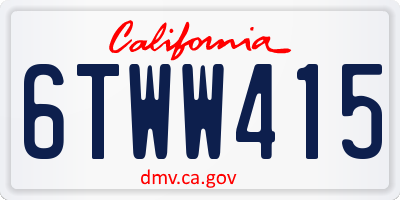CA license plate 6TWW415