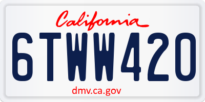 CA license plate 6TWW420