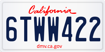 CA license plate 6TWW422