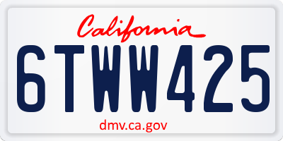 CA license plate 6TWW425