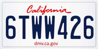 CA license plate 6TWW426