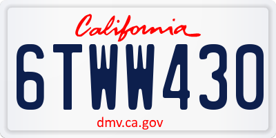 CA license plate 6TWW430