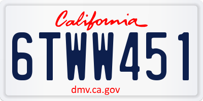 CA license plate 6TWW451