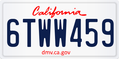 CA license plate 6TWW459