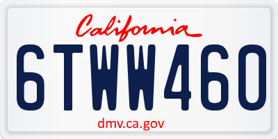 CA license plate 6TWW460