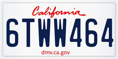 CA license plate 6TWW464