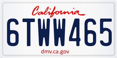 CA license plate 6TWW465