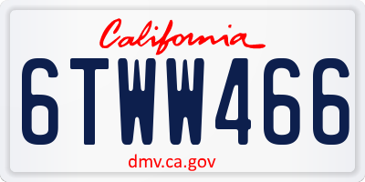 CA license plate 6TWW466