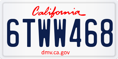 CA license plate 6TWW468