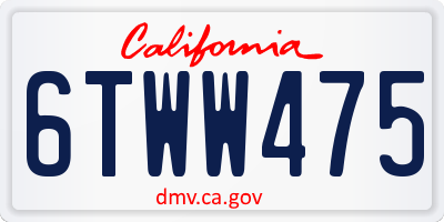 CA license plate 6TWW475