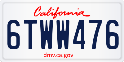 CA license plate 6TWW476
