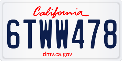CA license plate 6TWW478