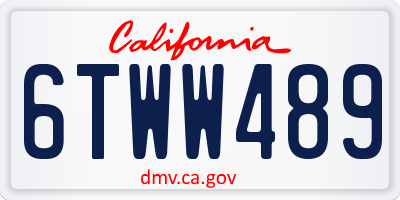 CA license plate 6TWW489