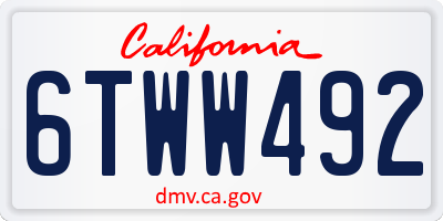 CA license plate 6TWW492