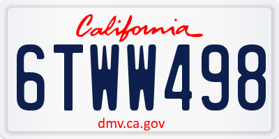 CA license plate 6TWW498