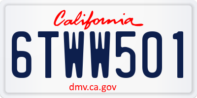 CA license plate 6TWW501