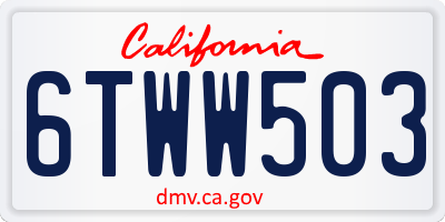 CA license plate 6TWW503