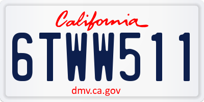 CA license plate 6TWW511